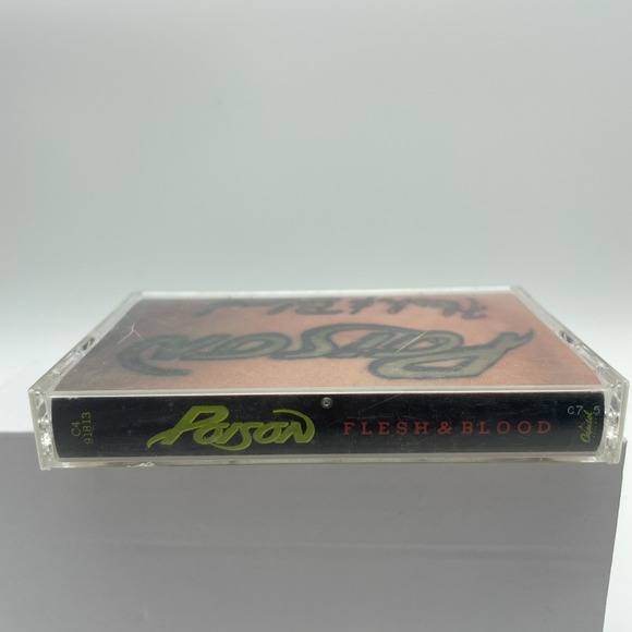 POISON Cassette Flesh & Blood 1990 Unskinny Bop Something To Believe In 90s Rock - Picture 3 of 8